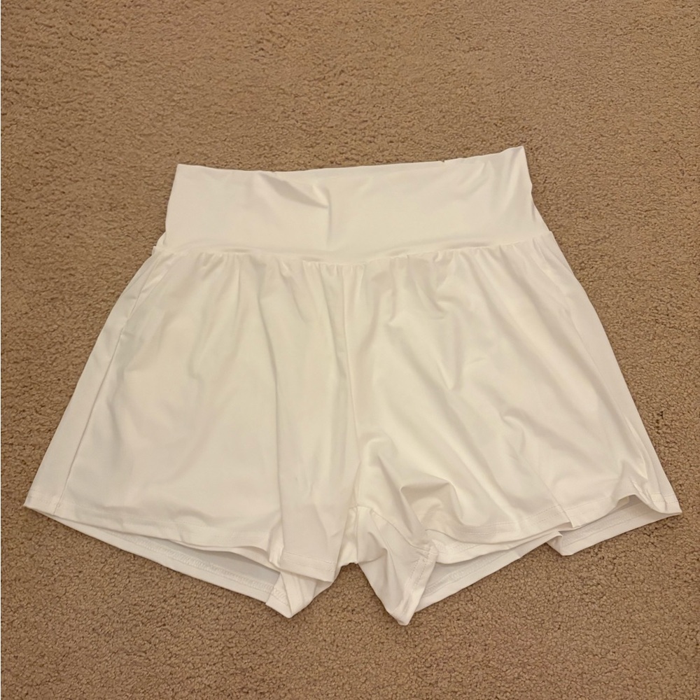 Women's White High-Waisted Shorts